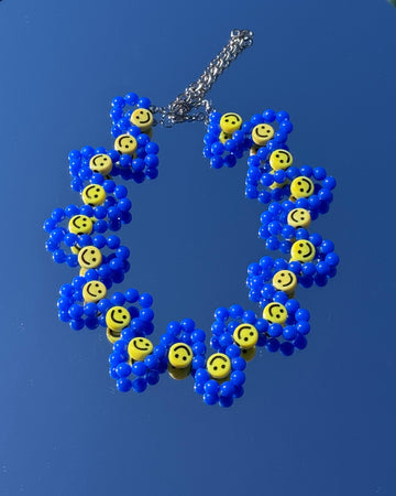 Necklace Smiley Face Blue